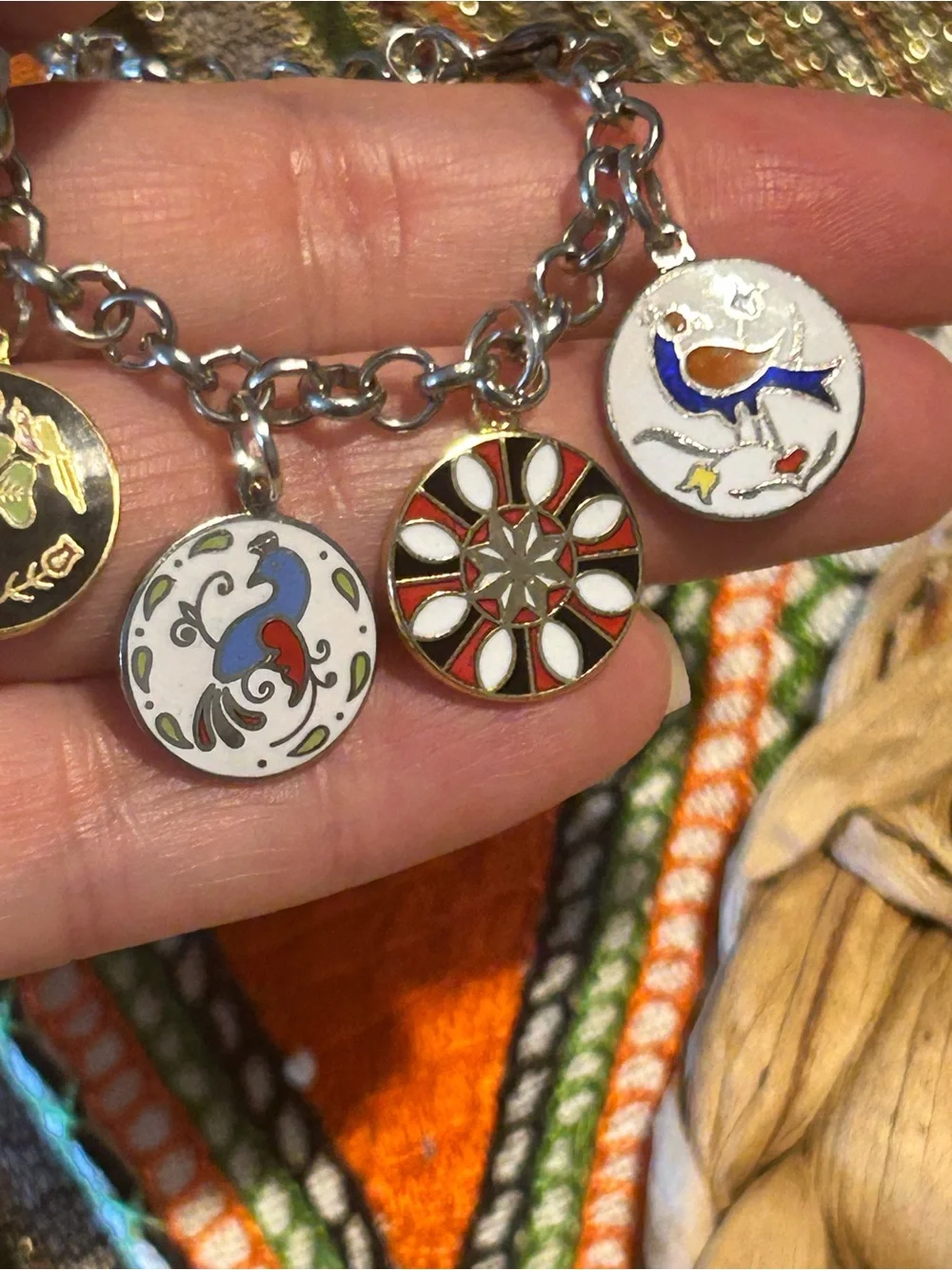 Vintage Deadstock Hoffman PA Dutch Enamel Hex Sign Charm Bracelet/Charms Rare